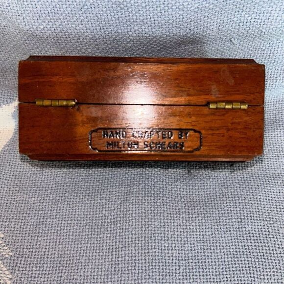 VINTAGE Handmade Hinged Wooden Jewelry Trinket Box - Picture 4 of 7